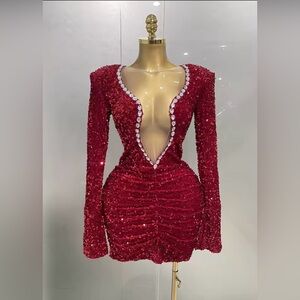 Elegant Red Sequin Dress